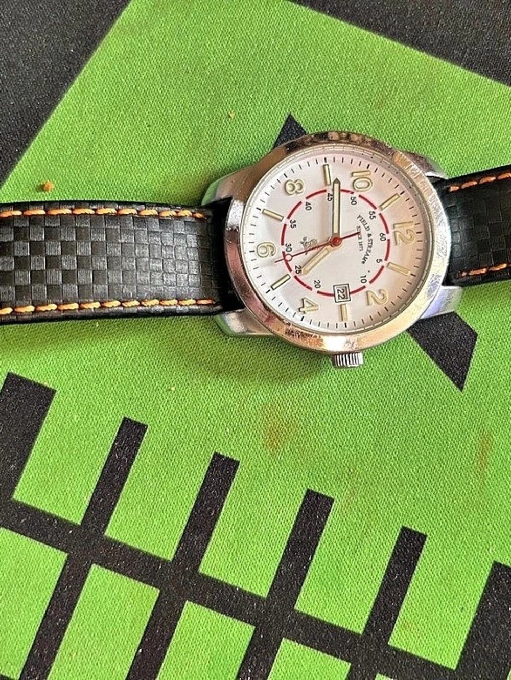 Field & Stream Watch with Black Leather Strap